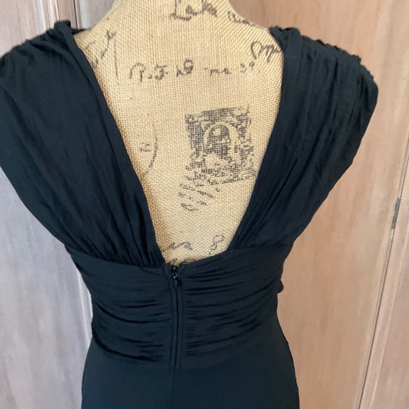 Tracy Reese Anthropologie black stretch jersey asymmetrical ruched midi dress - Picture 5 of 16